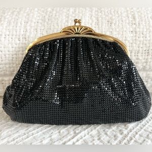 Whiting and Davis Vintage Black Mesh and Gold Evening Purse